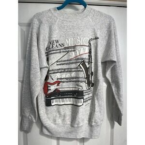 New Orleans Jazz Vtg Sweatshirt 1980's Mardi Gras Vacation Sz Medium‎ USA